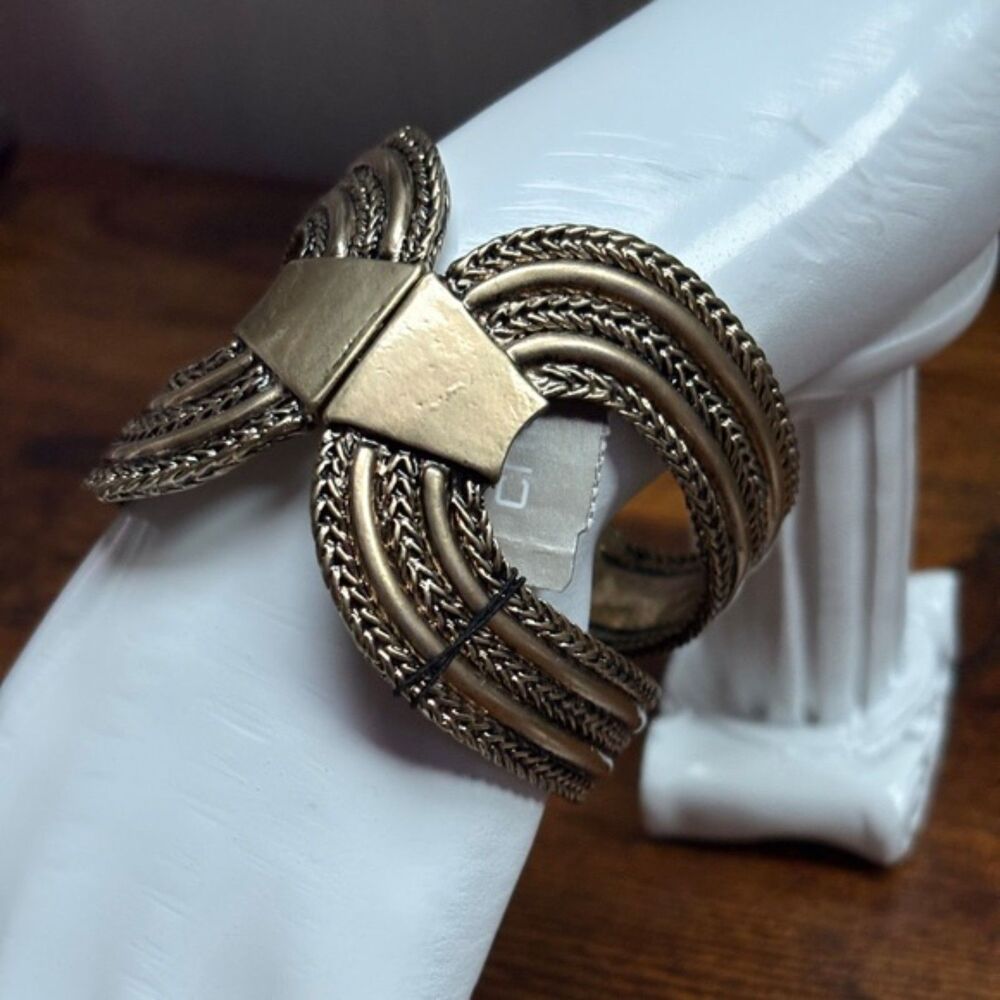 Gold Cuff Bracelet with Intricate Design NWT